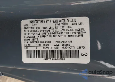 2022 Infiniti Q60 Red Sport 400 from USA, damaged, VIN JN1FV7LK6NM660788